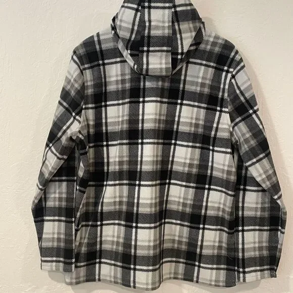 ~ O'Neill XL Fleece Jacket Black Gray Plaid Hoodie Pockets Half Zip Unisex - Picture 9 of 12